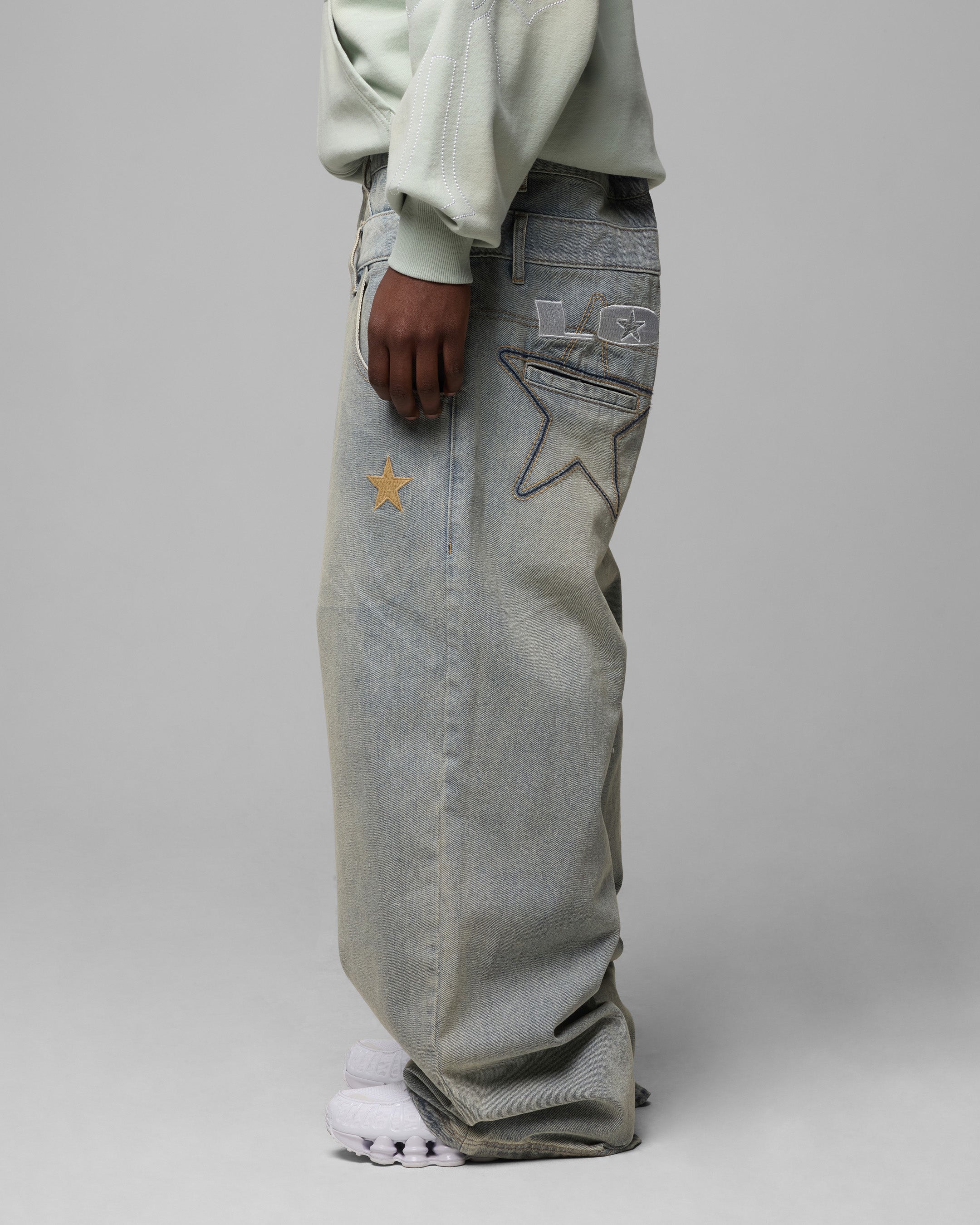 Loiter Star Layered Jeans Washed Blue | Culture Kings US