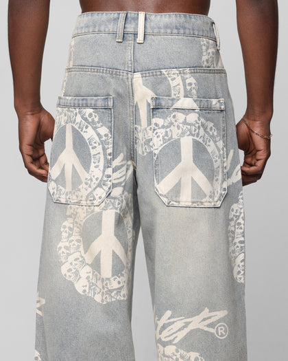 Loiter Peace Baggy Jeans Light Blue