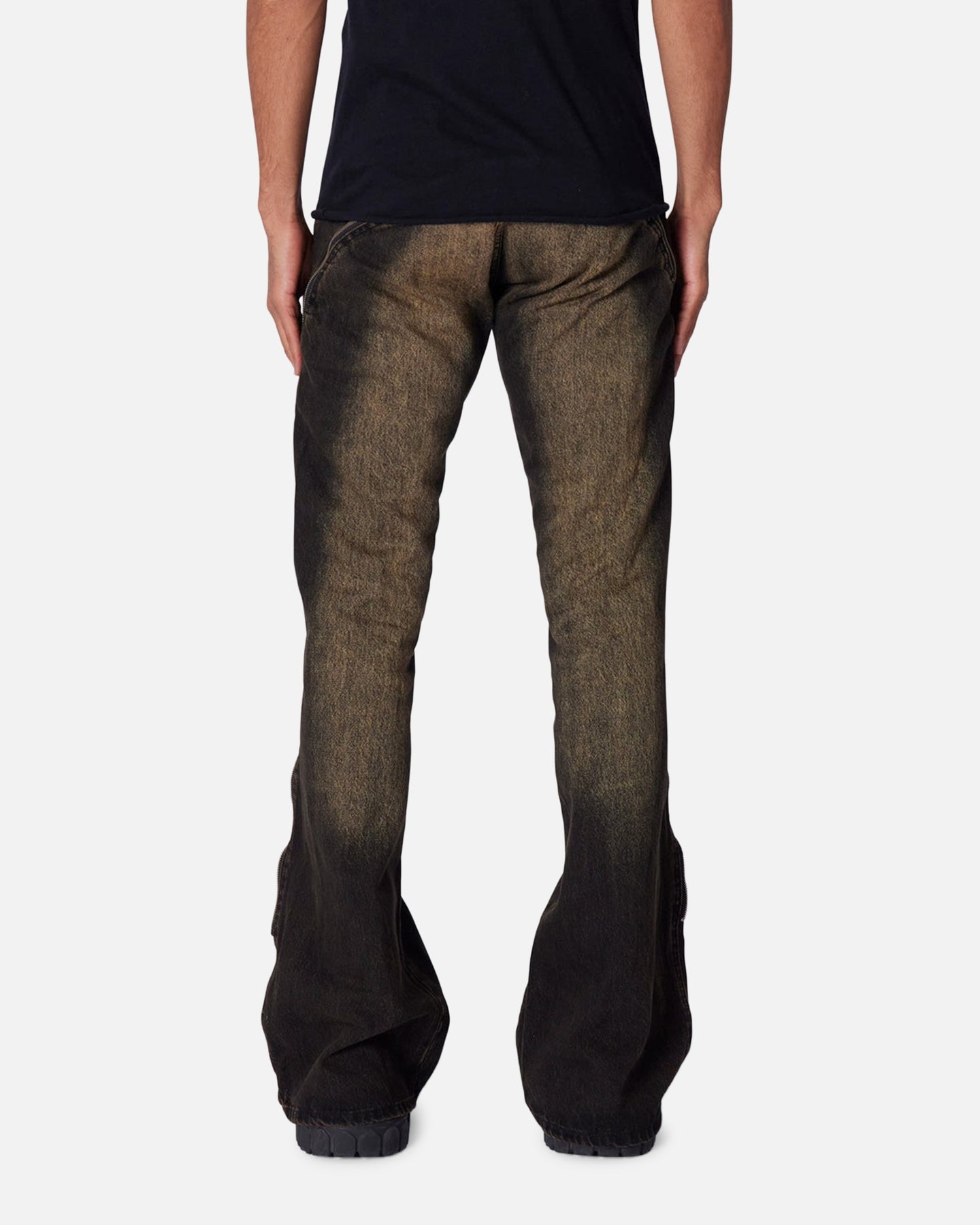 MNML D519 Zipper Flare Denim Jeans Washed Black | Culture Kings US