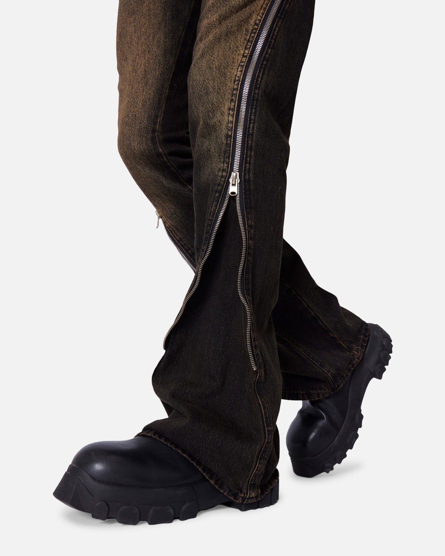 MNML D519 Zipper Flare Denim Jeans Washed Black | Culture Kings US