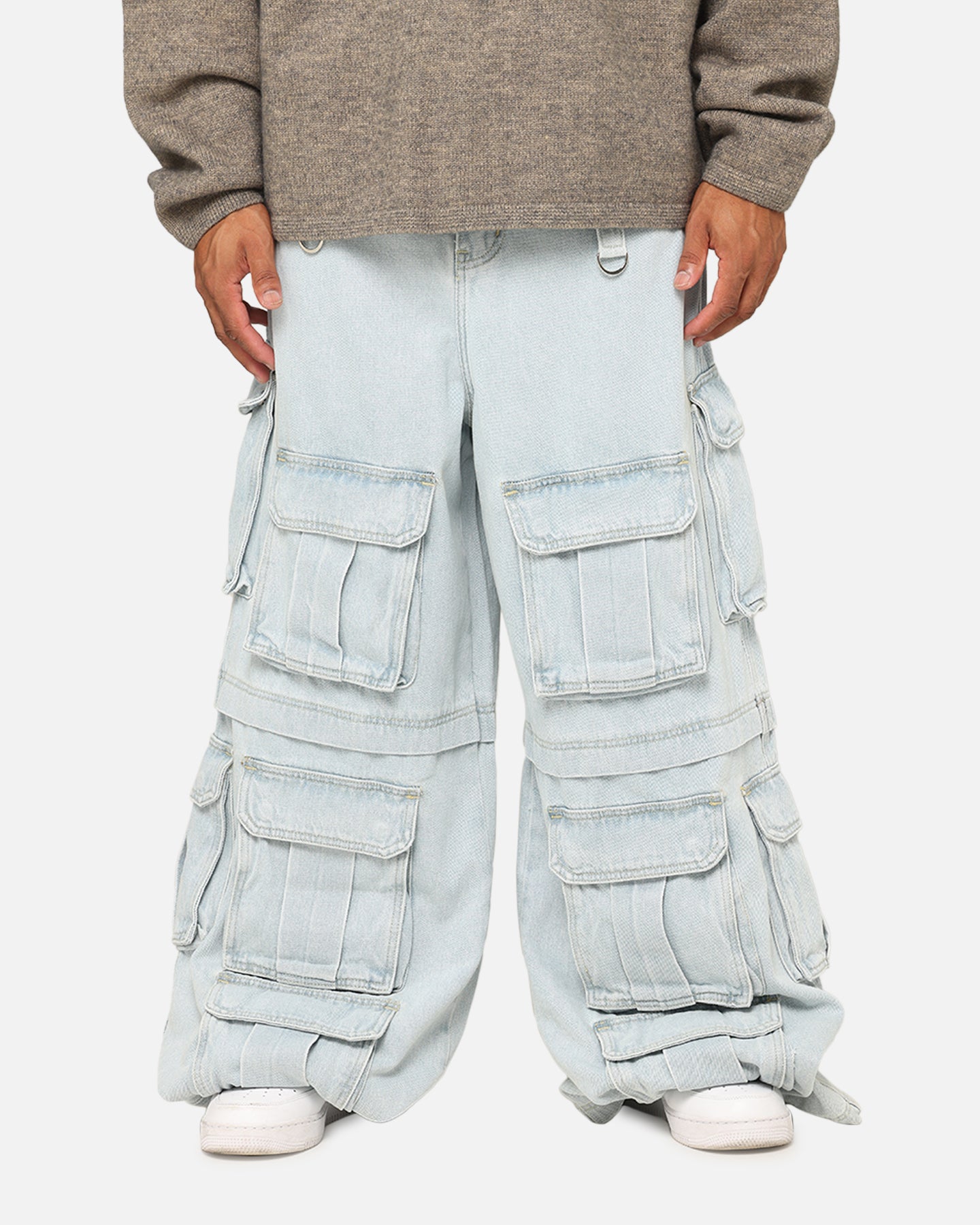 MNML Rave Multi Cargo Denim Pants Light Blue | Culture Kings US