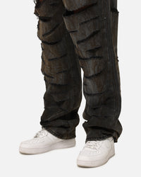 MNML Ultra Baggy Thrashed Denim Jeans Black