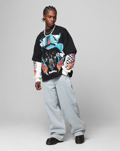 Loiter Collateral Baggy Jeans Blue Pin Stripe