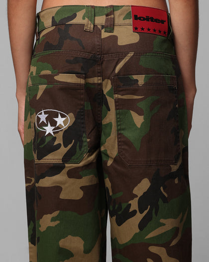 Loiter Collateral Baggy Jeans Woodland Camo