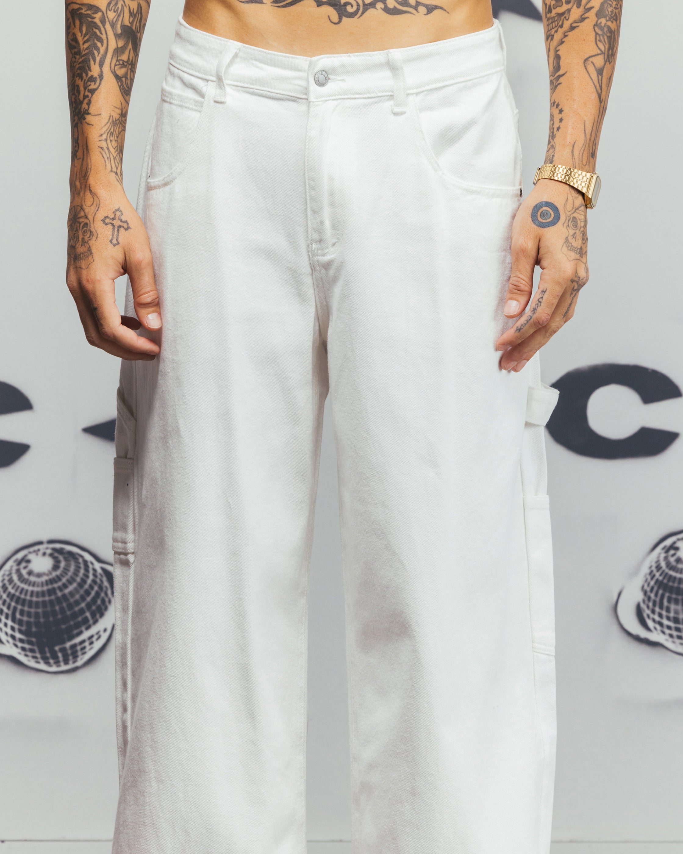 Carre Baggy Carpenter Jeans Off White | Culture Kings US