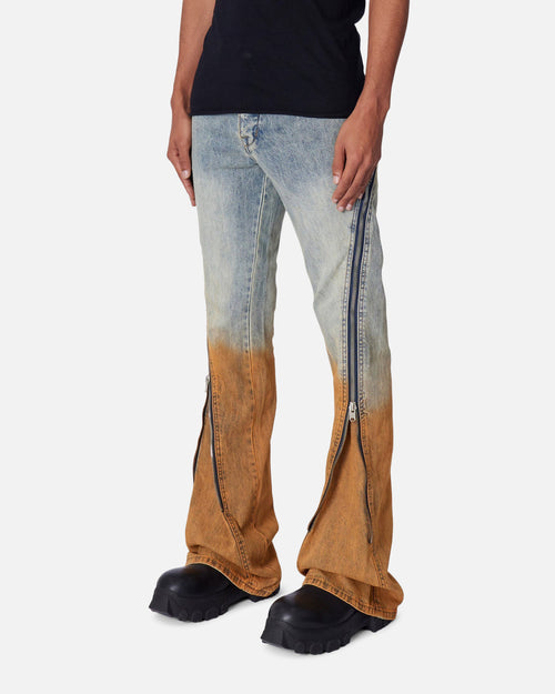 MNML D519 Zipper Flare Denim Jeans Light Blue