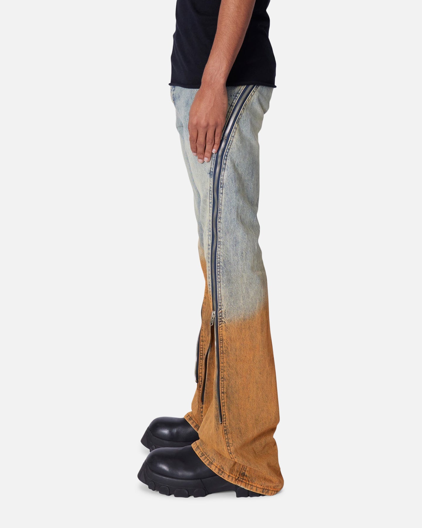 MNML D519 Zipper Flare Denim Jeans Light Blue | Culture Kings US