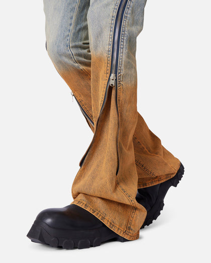 MNML D519 Zipper Flare Denim Jeans Light Blue