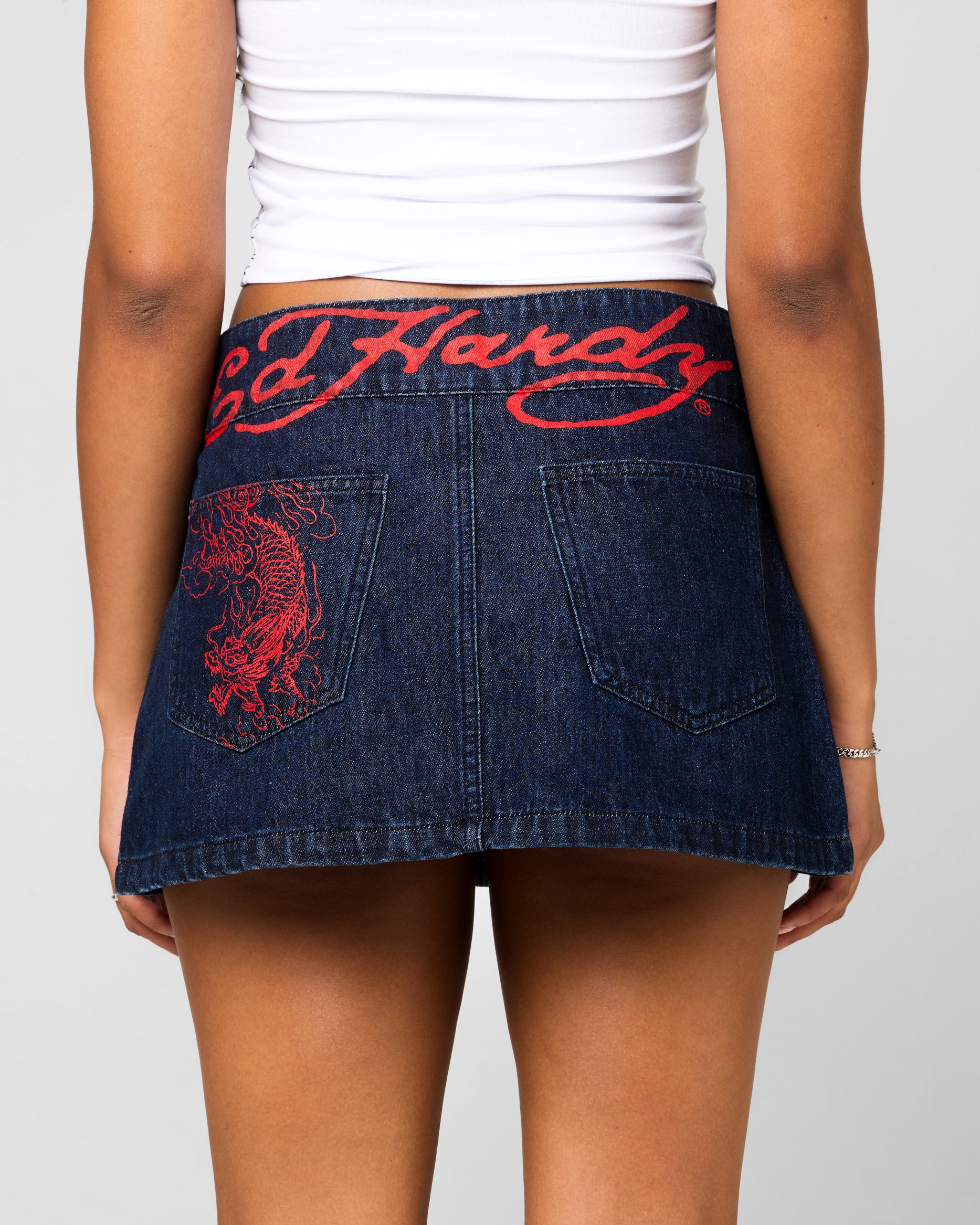 Ed Hardy Women's Denim Mini Skirt Raw Indigo | Culture Kings US