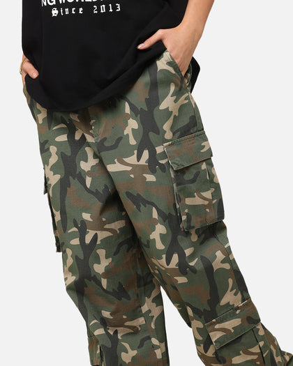 Carre Tactical Baggy Cargo Pants Woodland Camo