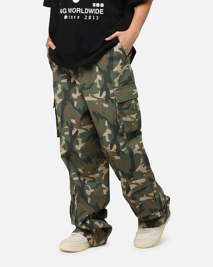 Carre Tactical Baggy Cargo Pants Woodland Camo