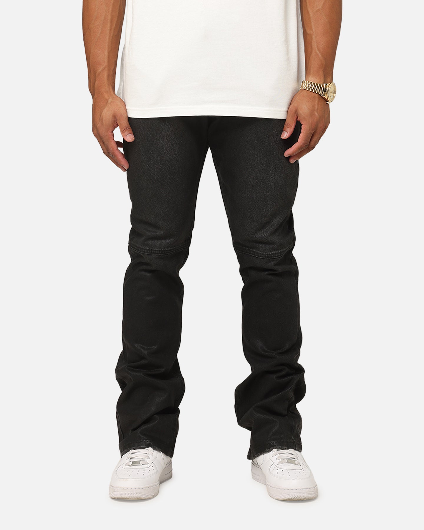 MNML Bootcut Waxed Jeans Black | Culture Kings US