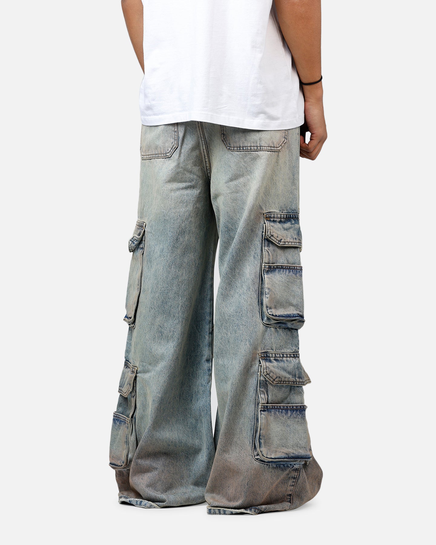 MNML Dune Double Cargo Denim Pants Blue/Red | Culture Kings US