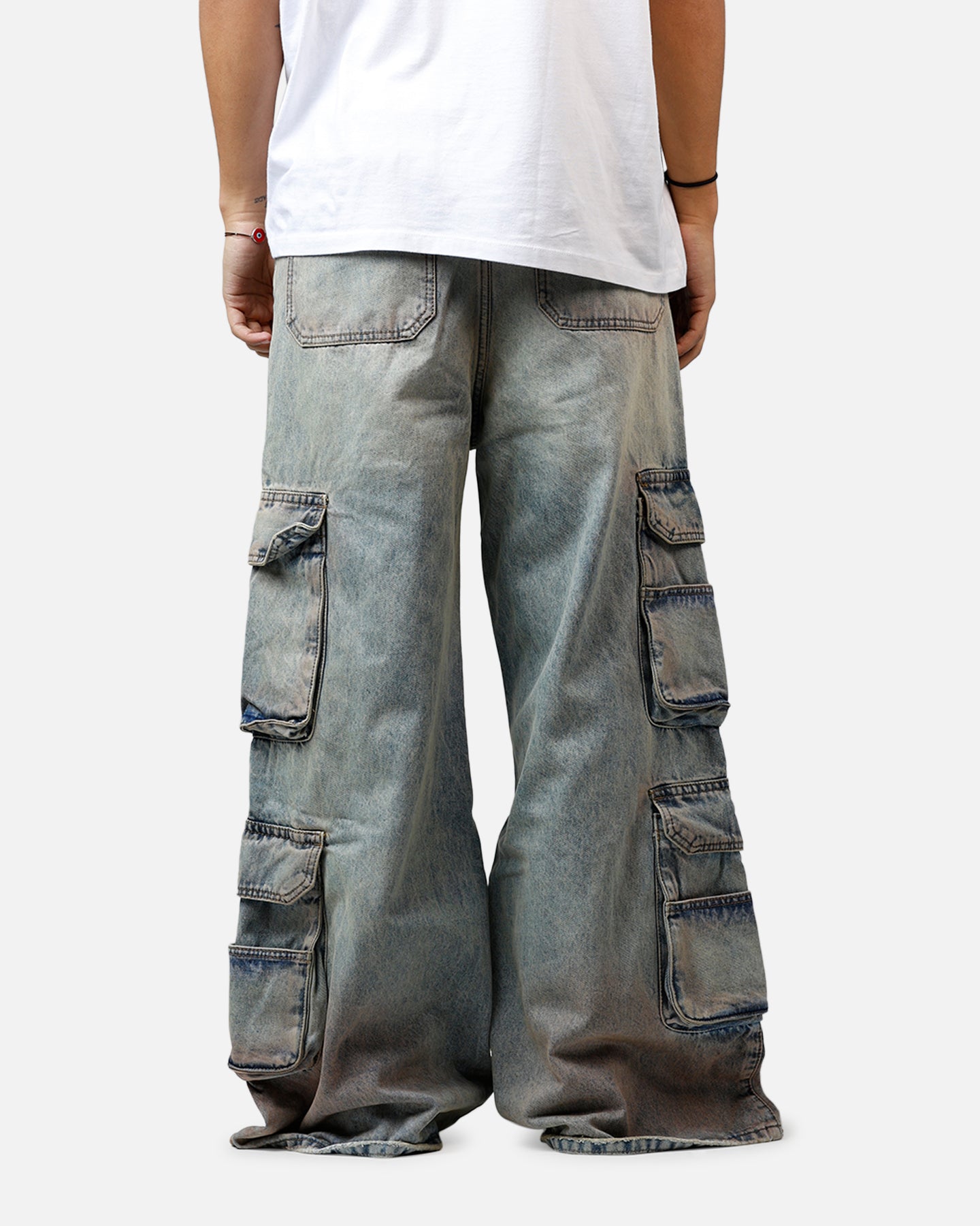 MNML Dune Double Cargo Denim Pants Blue/Red | Culture Kings US