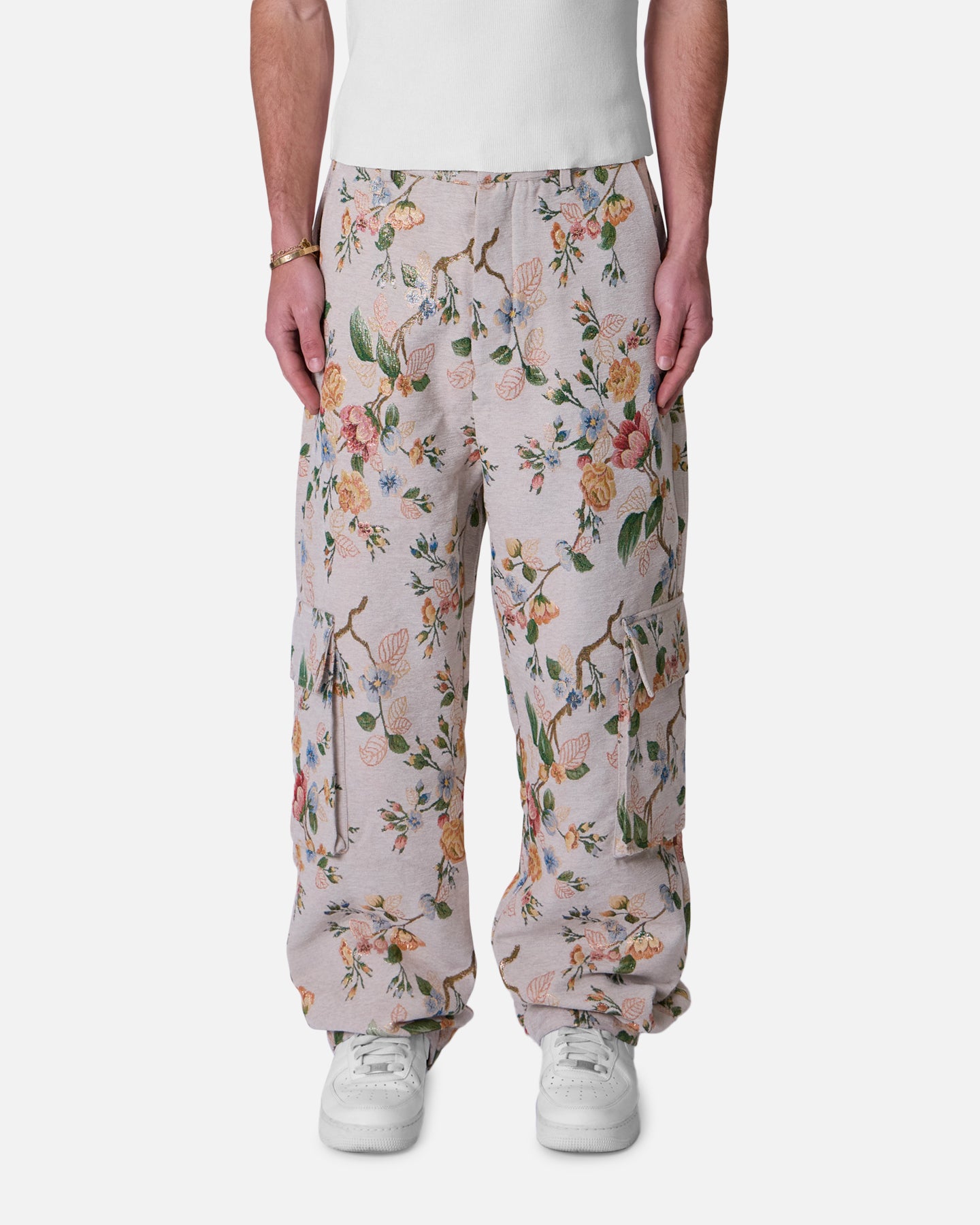 MNML Jacquard Rose Cargo Pants Gold | Culture Kings US