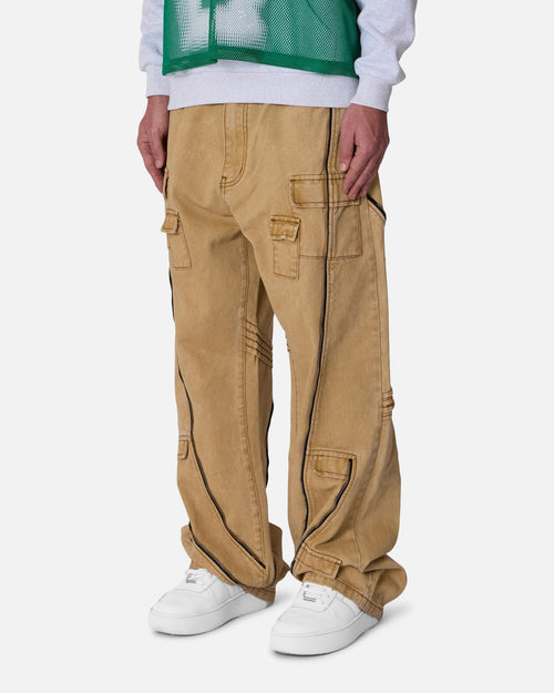 MNML Ultra Baggy Grid Lock Denim Pants Brown