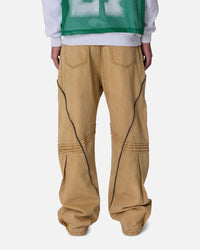 MNML Ultra Baggy Grid Lock Denim Pants Brown