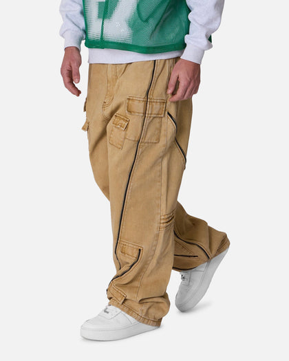 MNML Ultra Baggy Grid Lock Denim Pants Brown