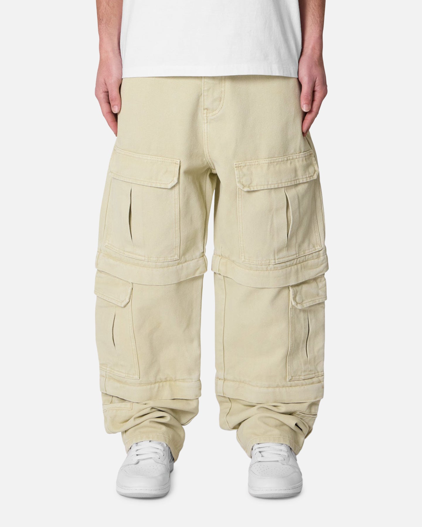 MNML Ultra Baggy Channel Cargo Denim Pants Tan | Culture Kings US
