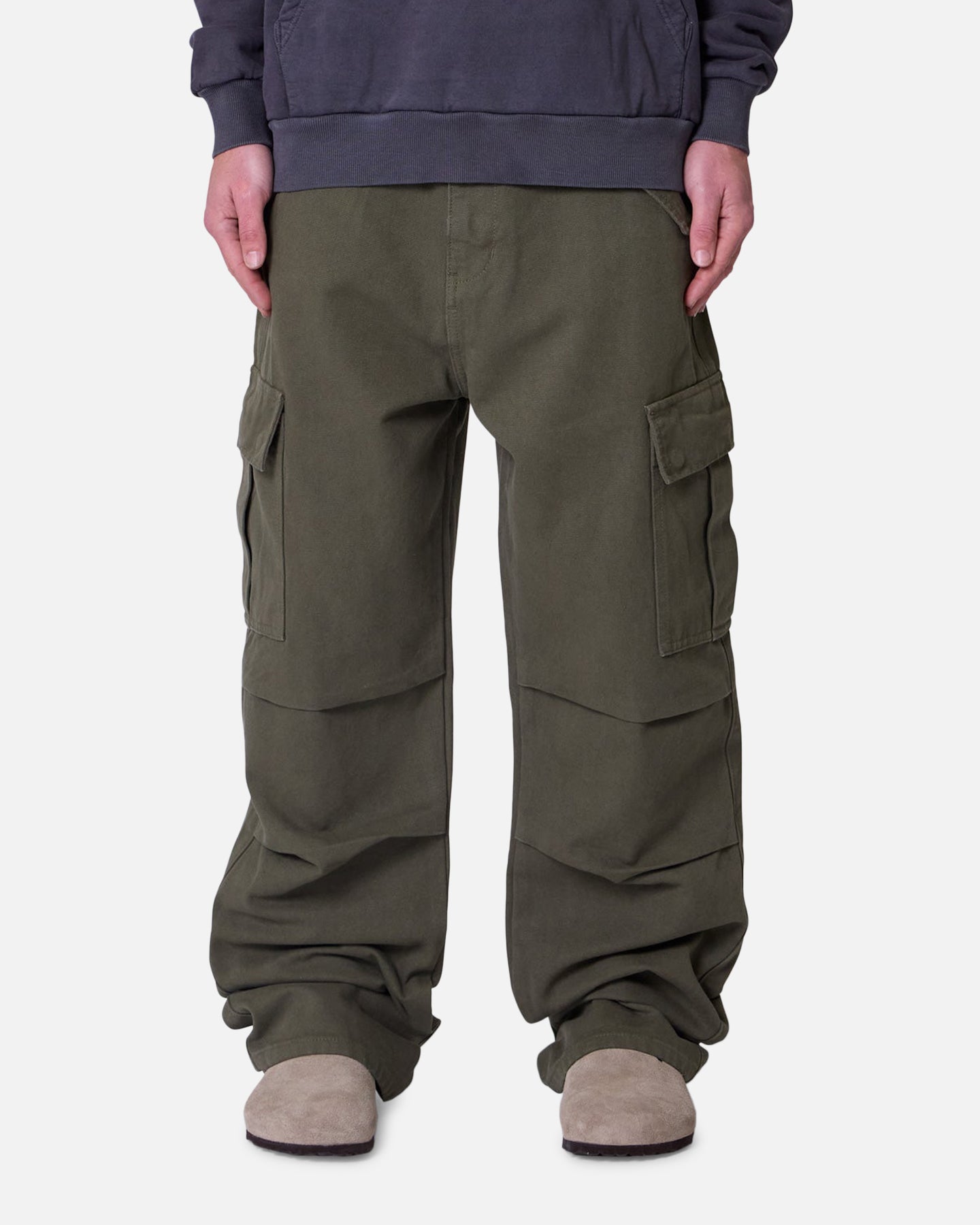 MNML Ultra Baggy Extended Knee Denim Pants Olive | Culture Kings US