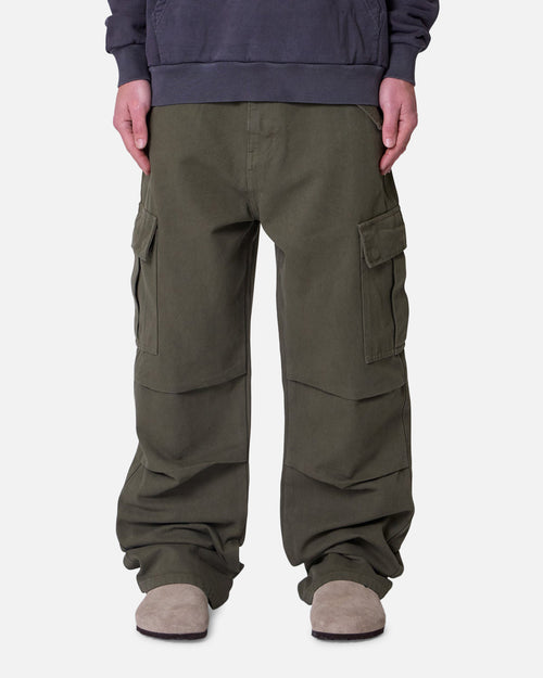 MNML Ultra Baggy Extended Knee Denim Pants Olive