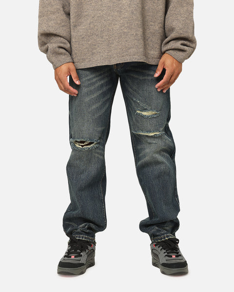 MNML V726 Distressed Baggy Denim Jeans Blue | Culture Kings US