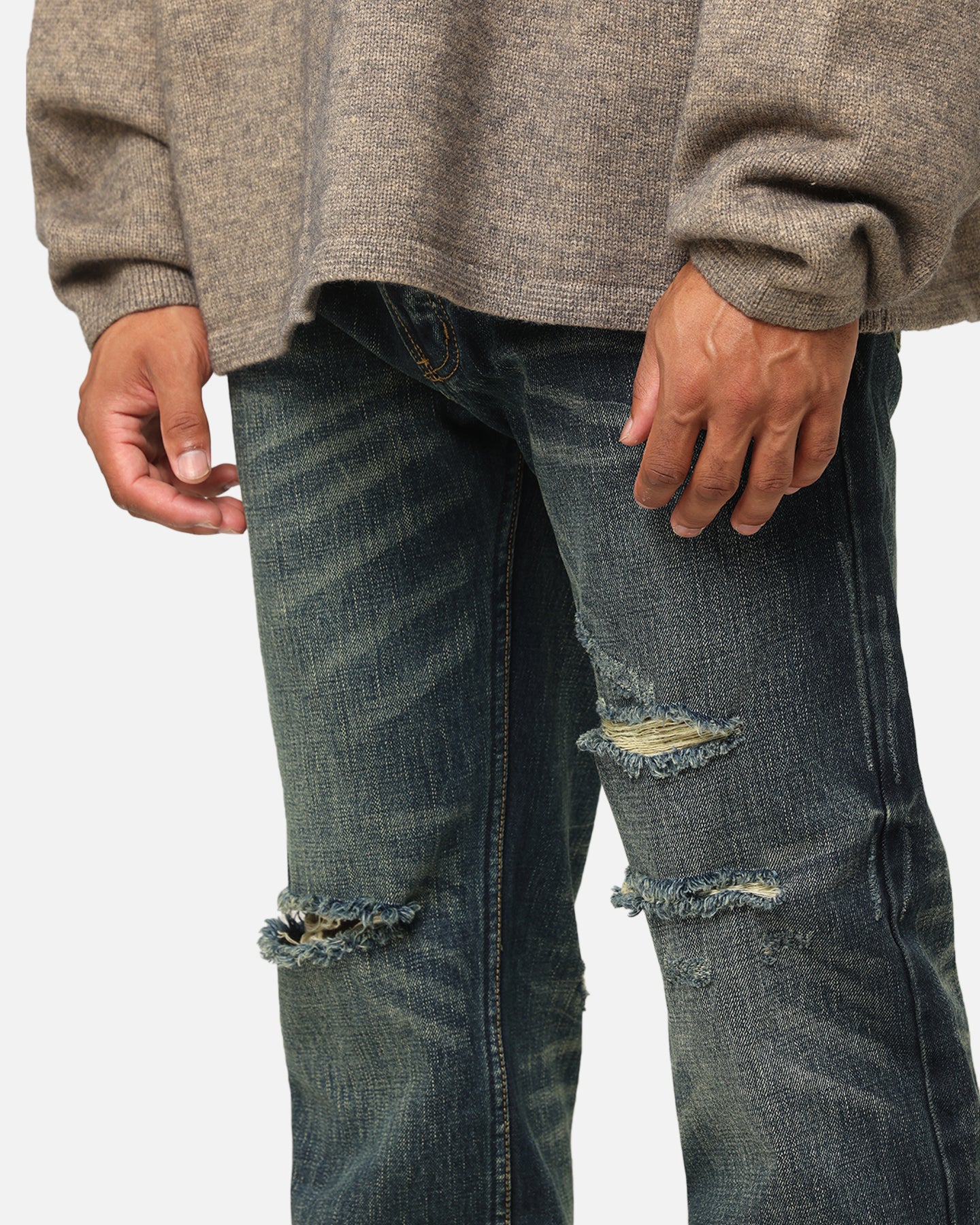 BELVET Slub Distressed Baggy Denim Mサイズ Slub Distressed Baggy Denim – BELVET
