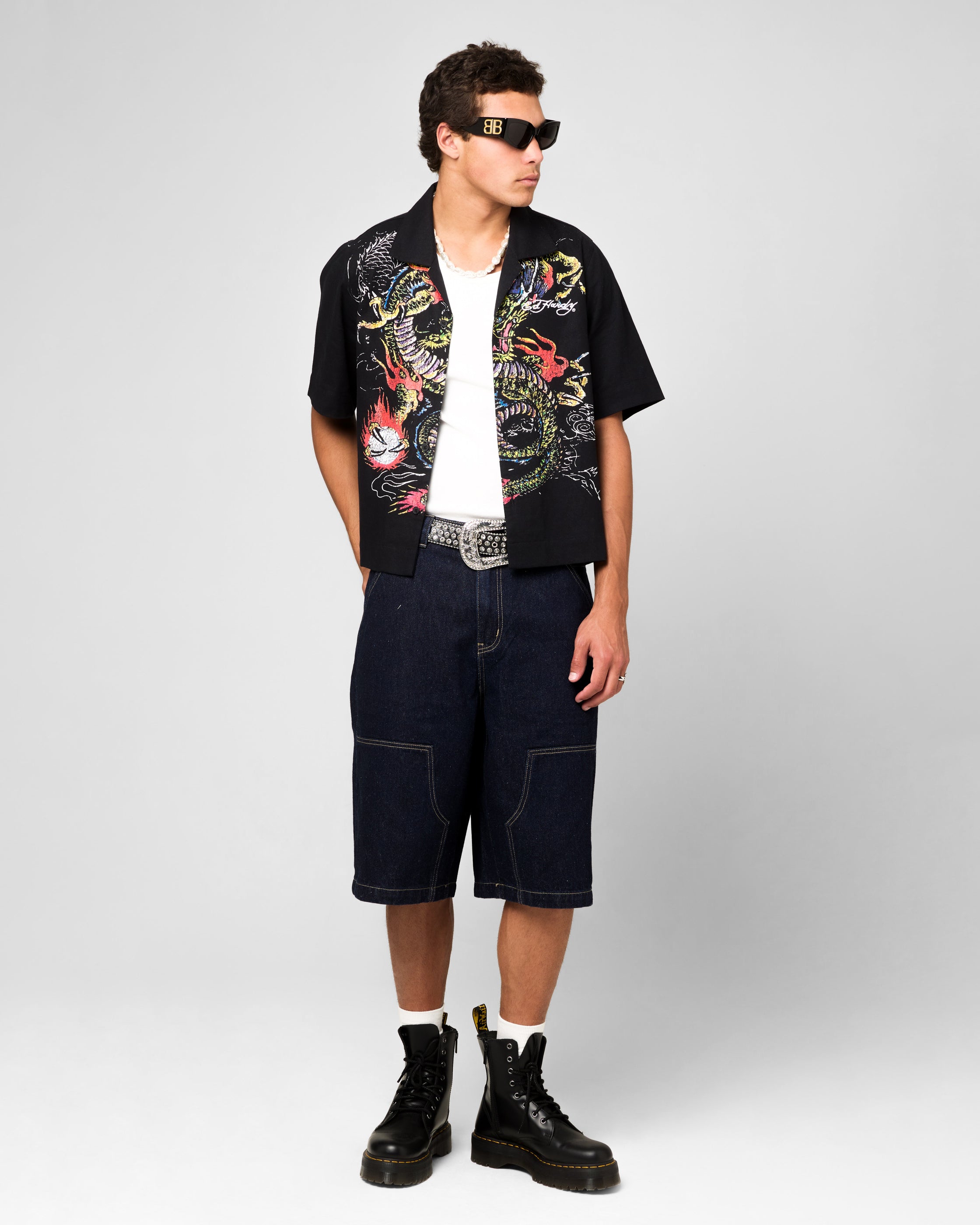 Ed Hardy Dragon Jorts Indigo | Culture Kings US