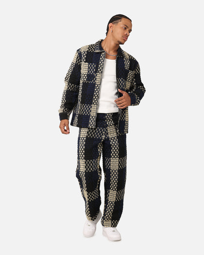 XXIII Textured Weave Pants Blue/Black/Yellow