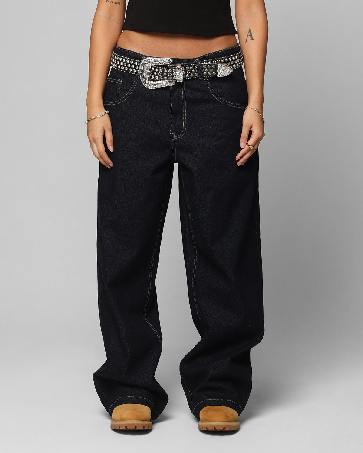 Ed Hardy Wide Leg Skull Jeans Dark Indigo | Culture Kings US