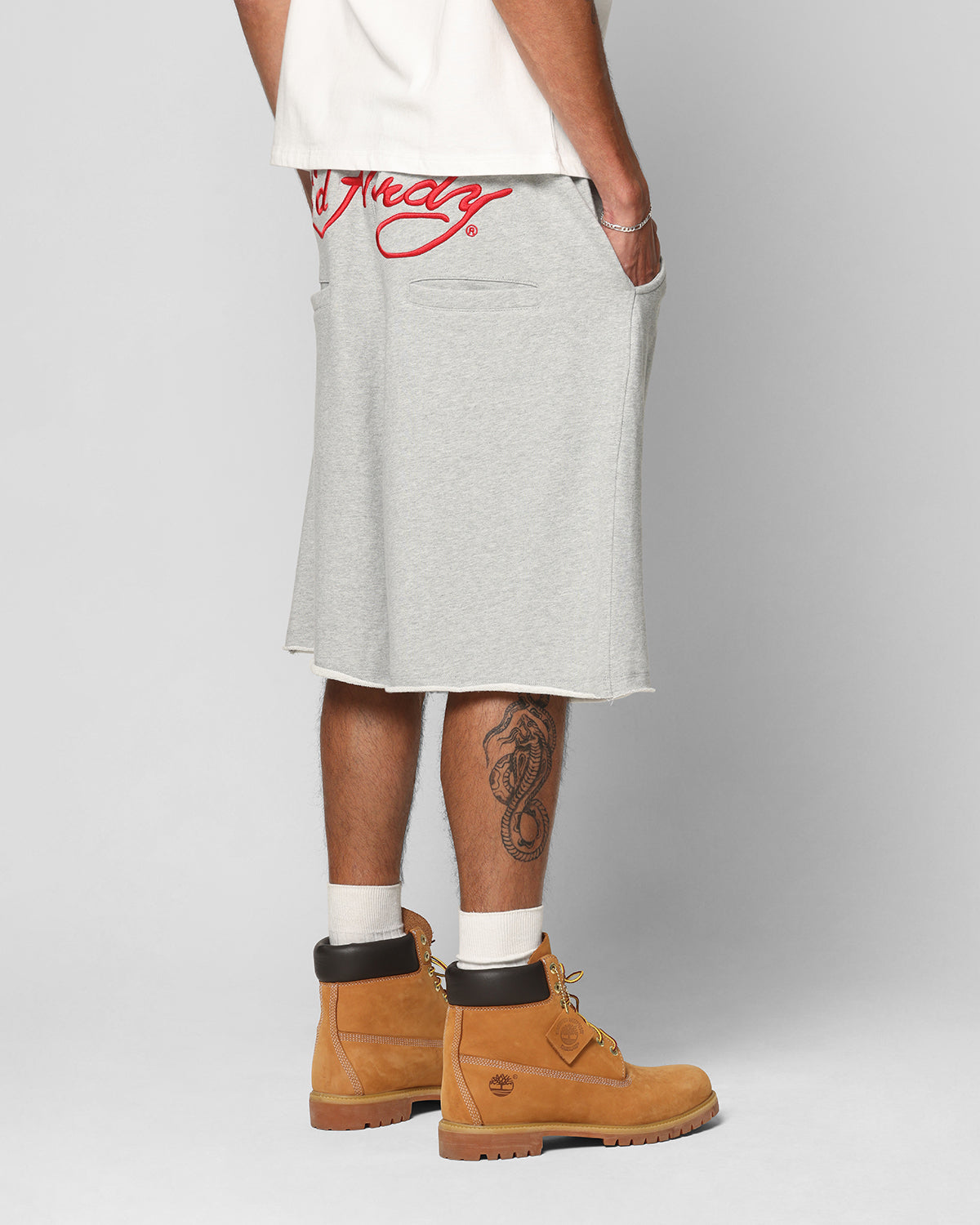 Ed Hardy Baggy Fleece Shorts Grey Marle | Culture Kings US