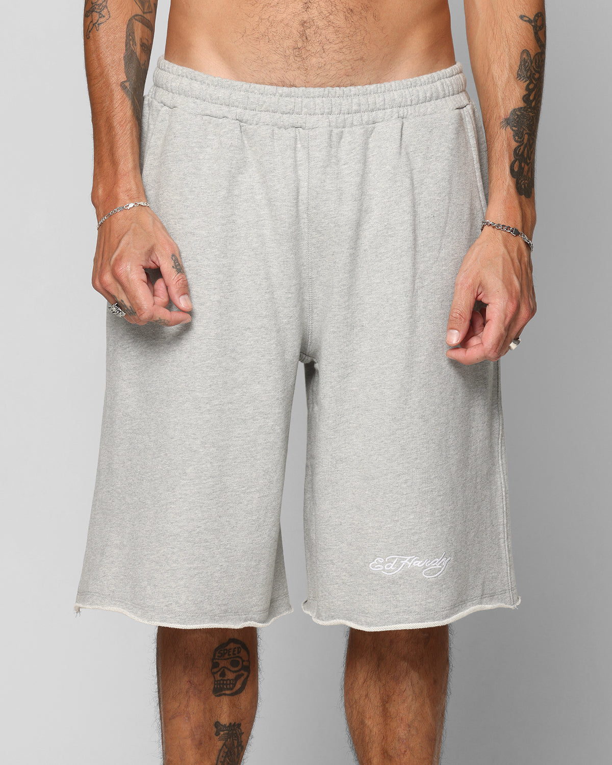 Ed Hardy Baggy Fleece Shorts Grey Marle | Culture Kings US