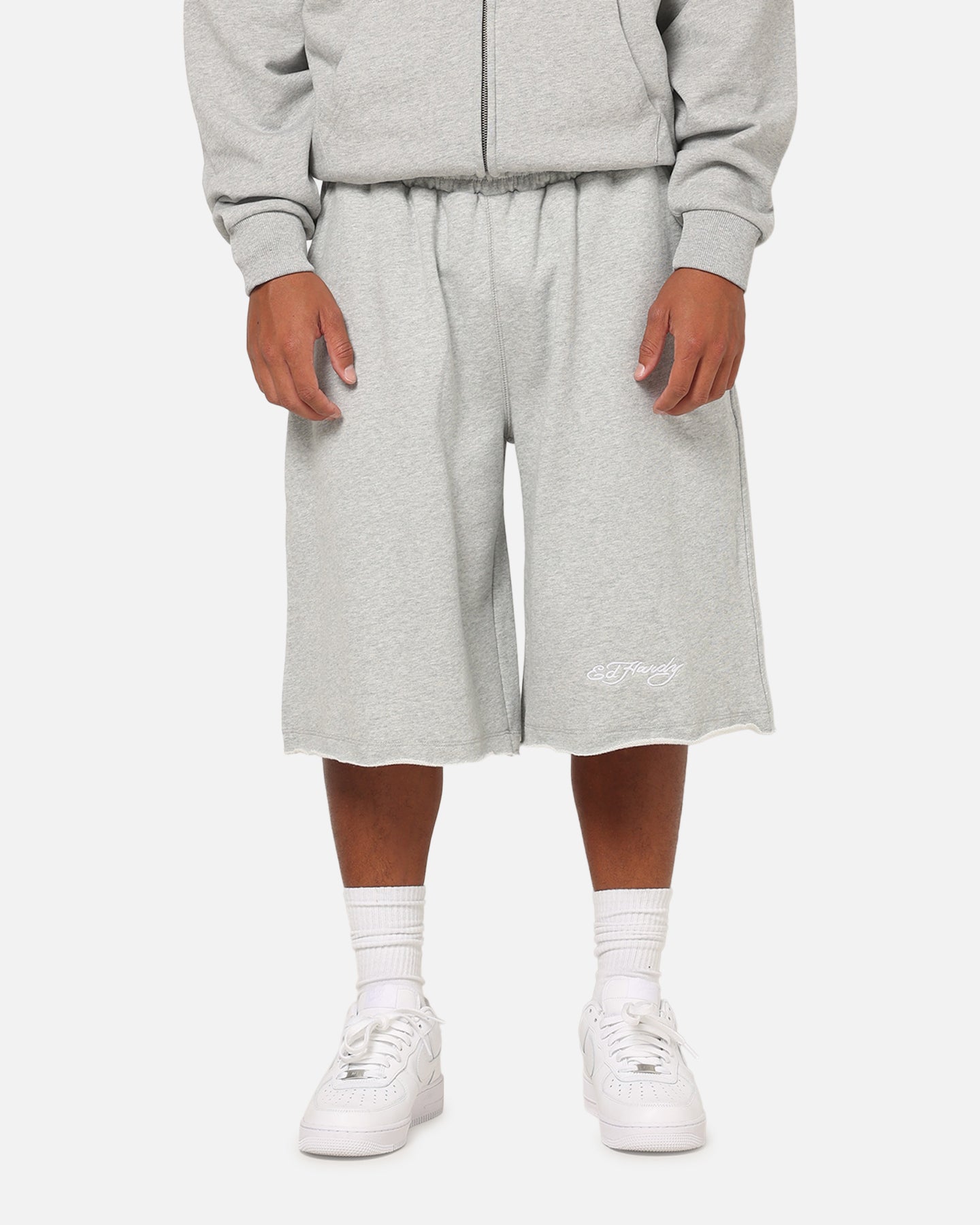 Ed Hardy Baggy Fleece Shorts Grey Marle | Culture Kings US
