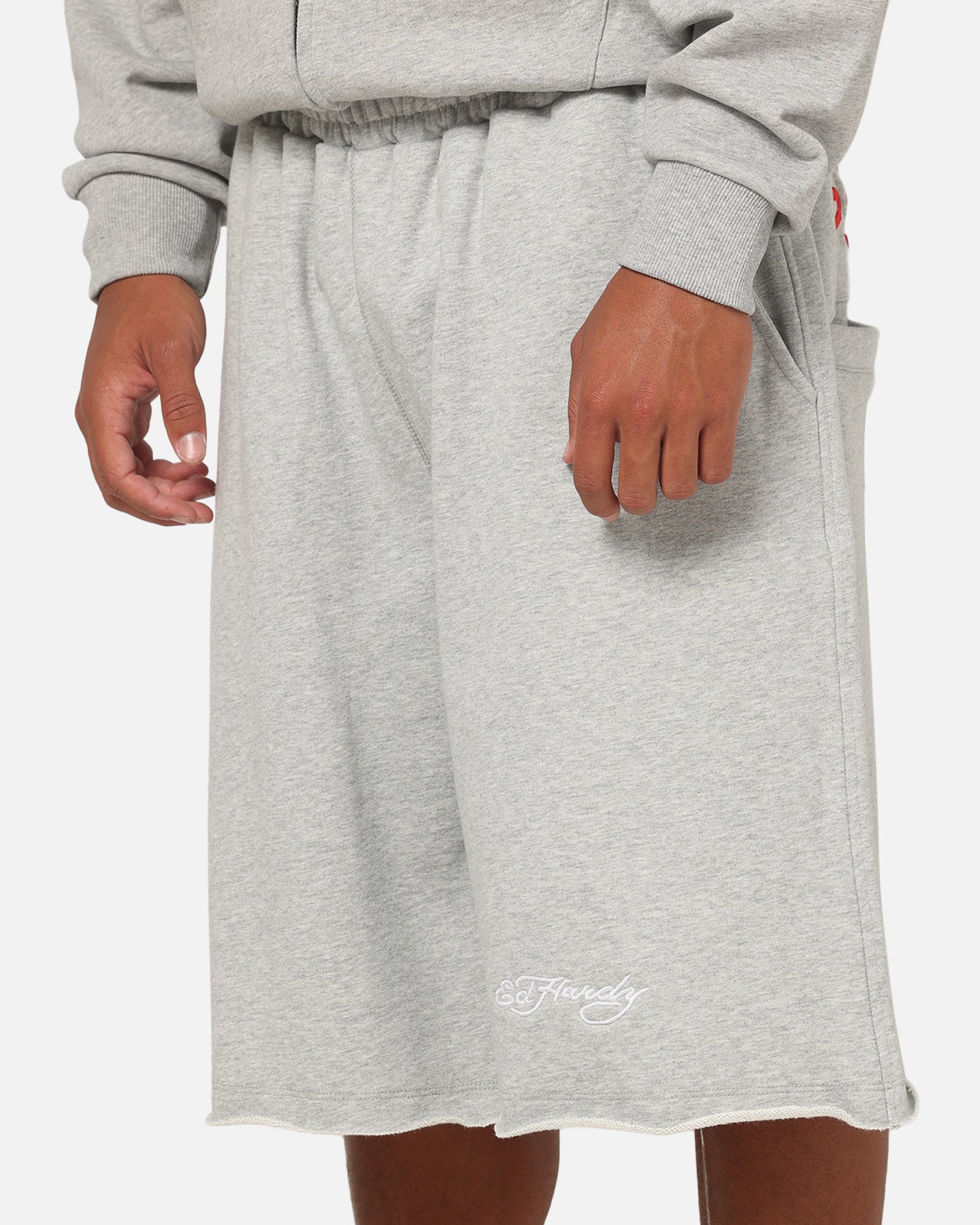 exodus VELOUR RESORT BAGGIE SHORTS エクソダス Ed Hardy Baggy Fleece Shorts Grey Marle | Culture Kings US
