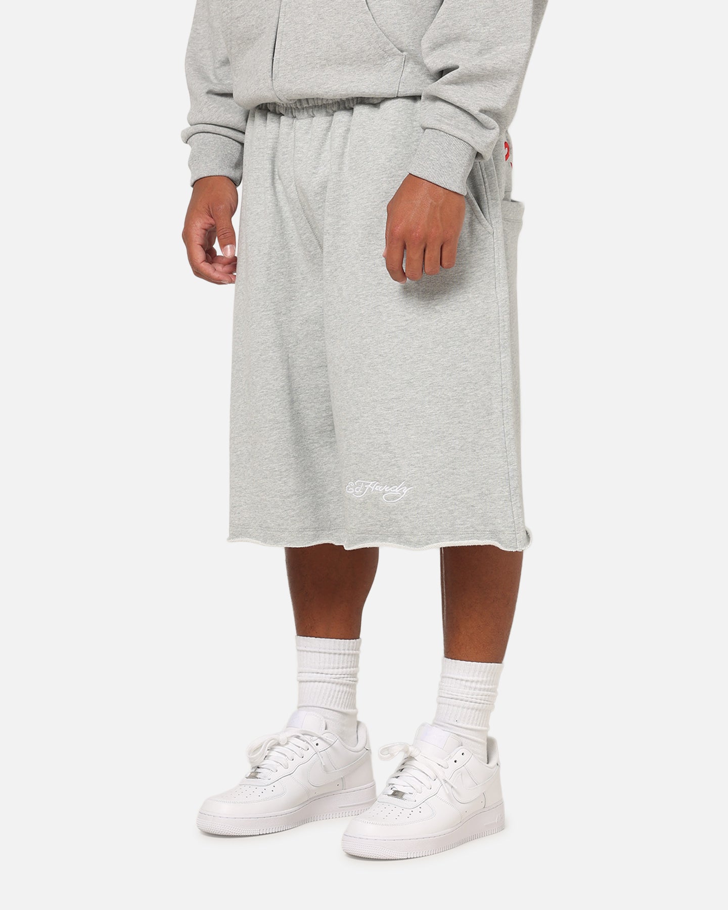 Ed Hardy Baggy Fleece Shorts Grey Marle | Culture Kings US