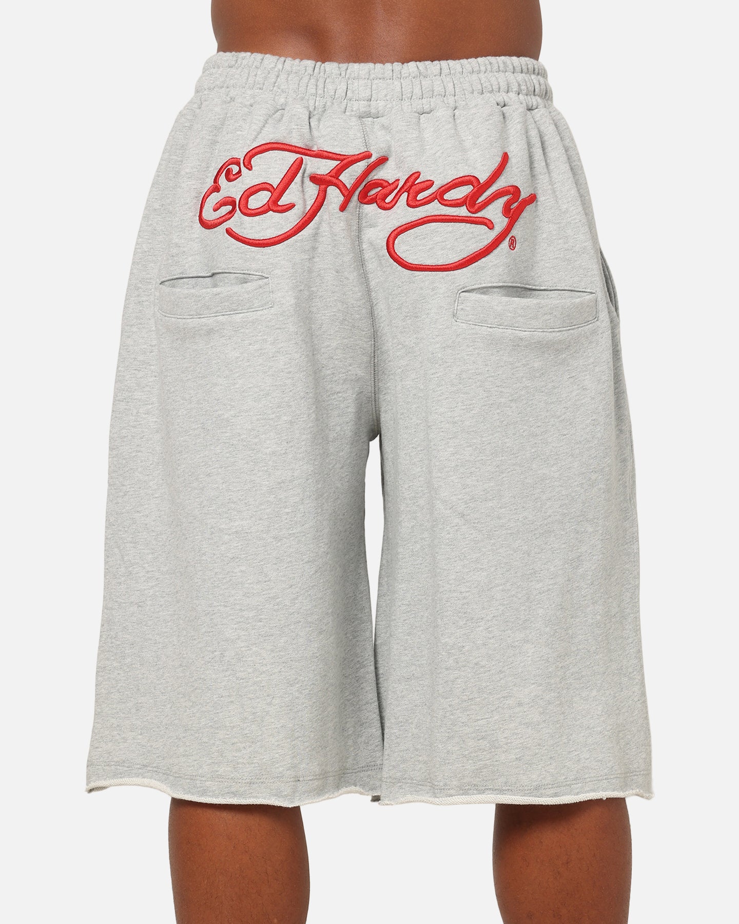 Ed Hardy Baggy Fleece Shorts Grey Marle | Culture Kings US