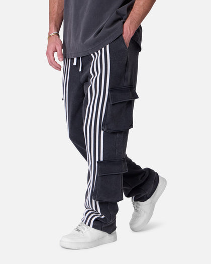 MNML Front Stripe Sweatpants Washed Black