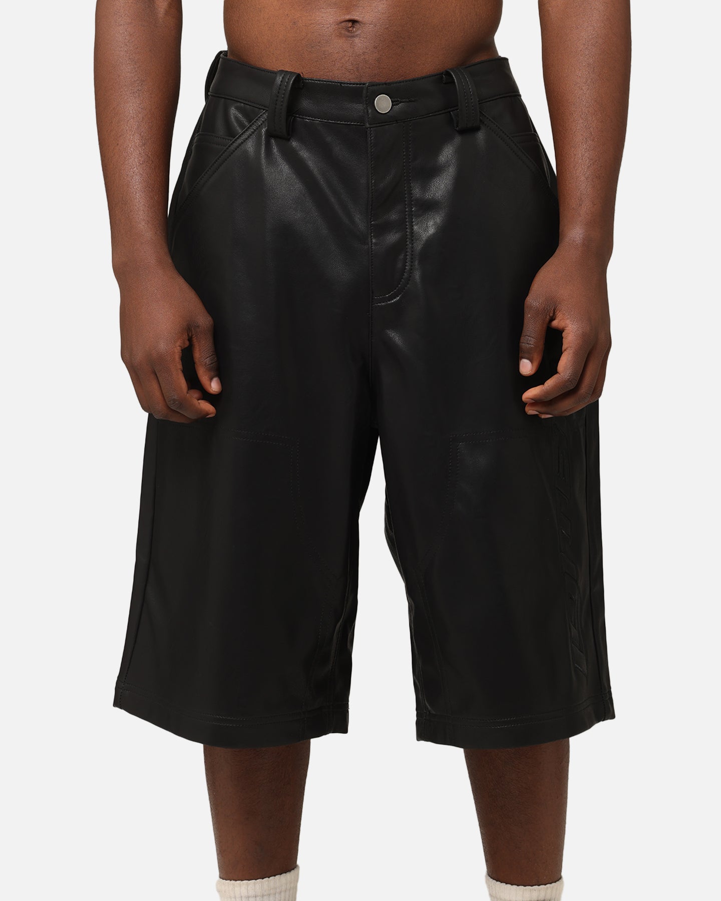 Loiter Motor PU Leather Shorts Black | Culture Kings US