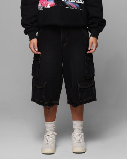 Loiter Collateral Cargo Shorts Black Wash