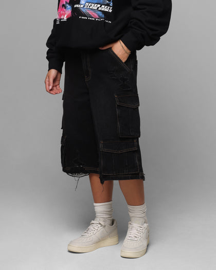 Loiter Collateral Cargo Shorts Black Wash