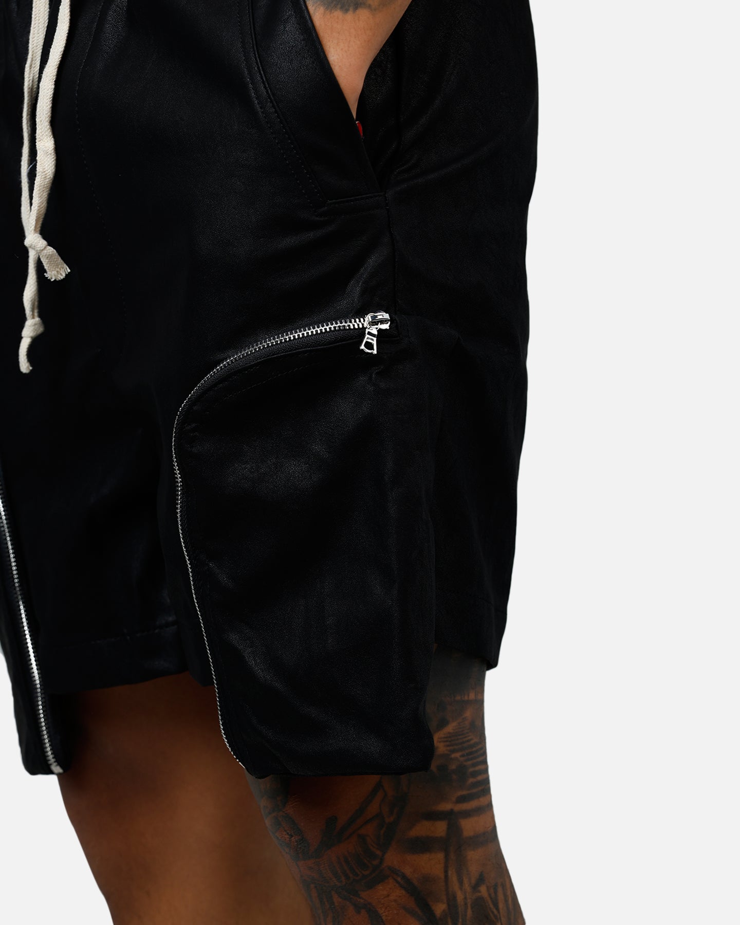 MNML Leather Pocket Geo Shorts Black | Culture Kings US