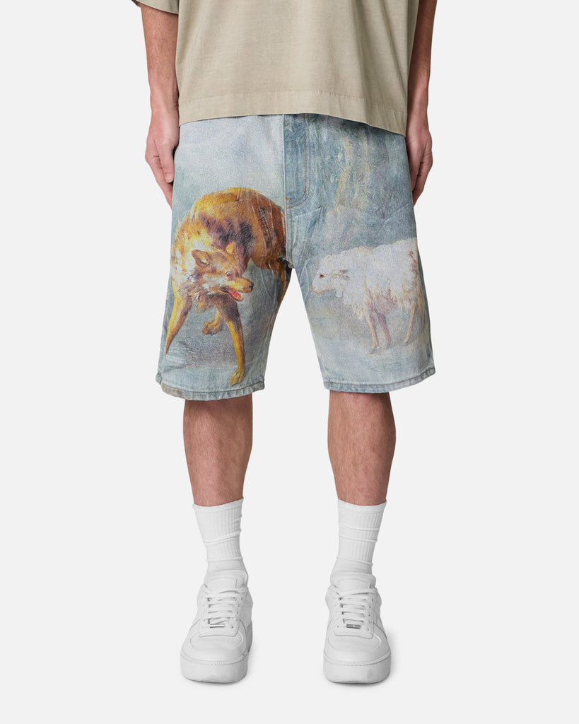 MNML Sheep Hounded Denim Shorts Multi | Culture Kings US
