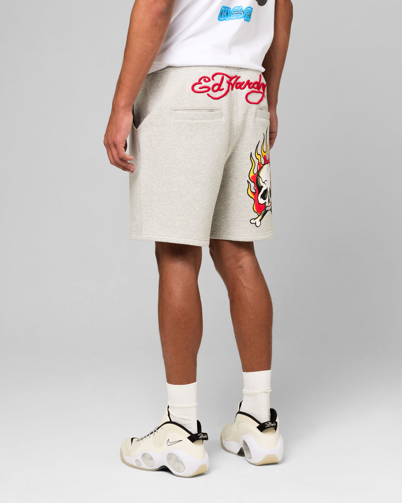 Ed Hardy Skull Fleece Shorts Grey Marle | Culture Kings US