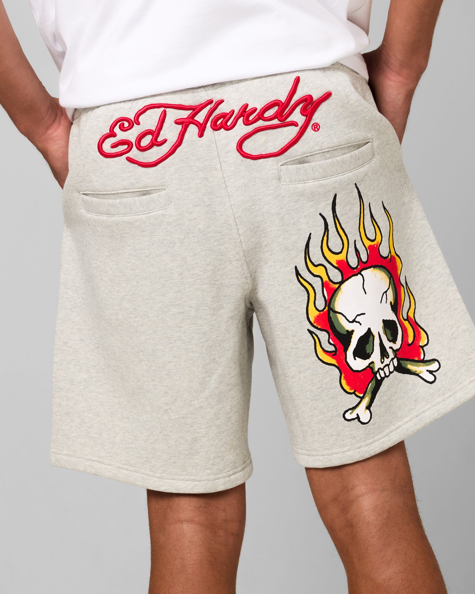 Ed Hardy Skull Fleece Shorts Grey Marle | Culture Kings US