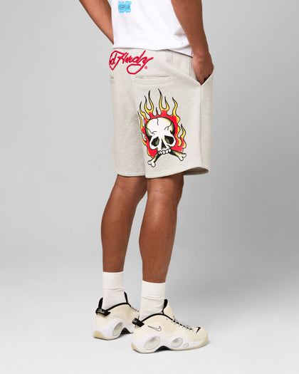 Ed Hardy Skull Fleece Shorts Grey Marle