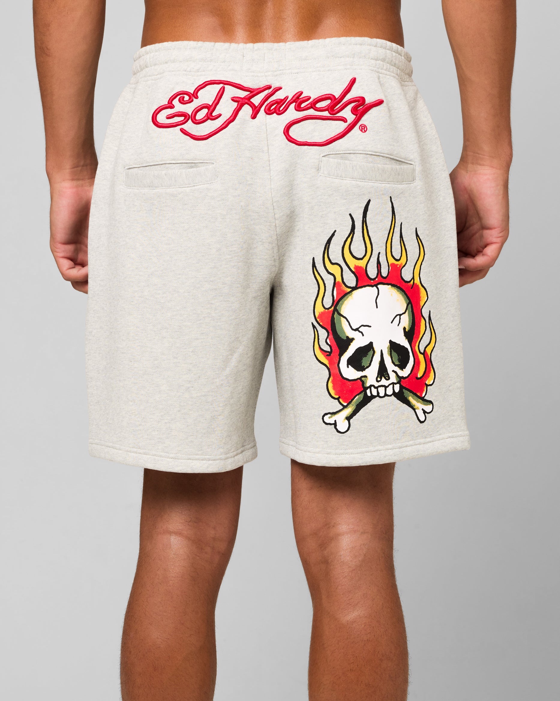Ed Hardy Skull Fleece Shorts Grey Marle | Culture Kings US