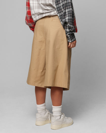 Loiter Wide Leg Chino Shorts Tan
