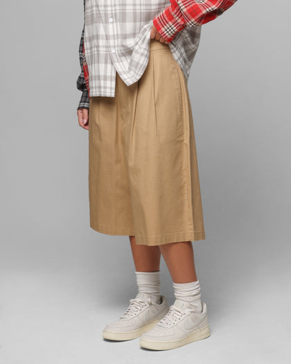 Loiter Wide Leg Chino Shorts Tan