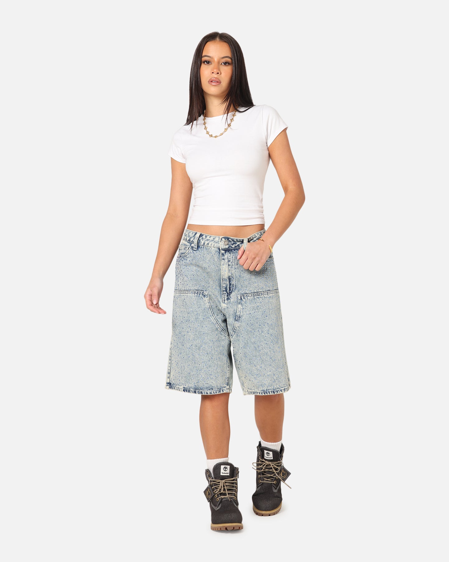 XXIII Diamond Buckle Back Jorts Blue Stonewash | Culture Kings US