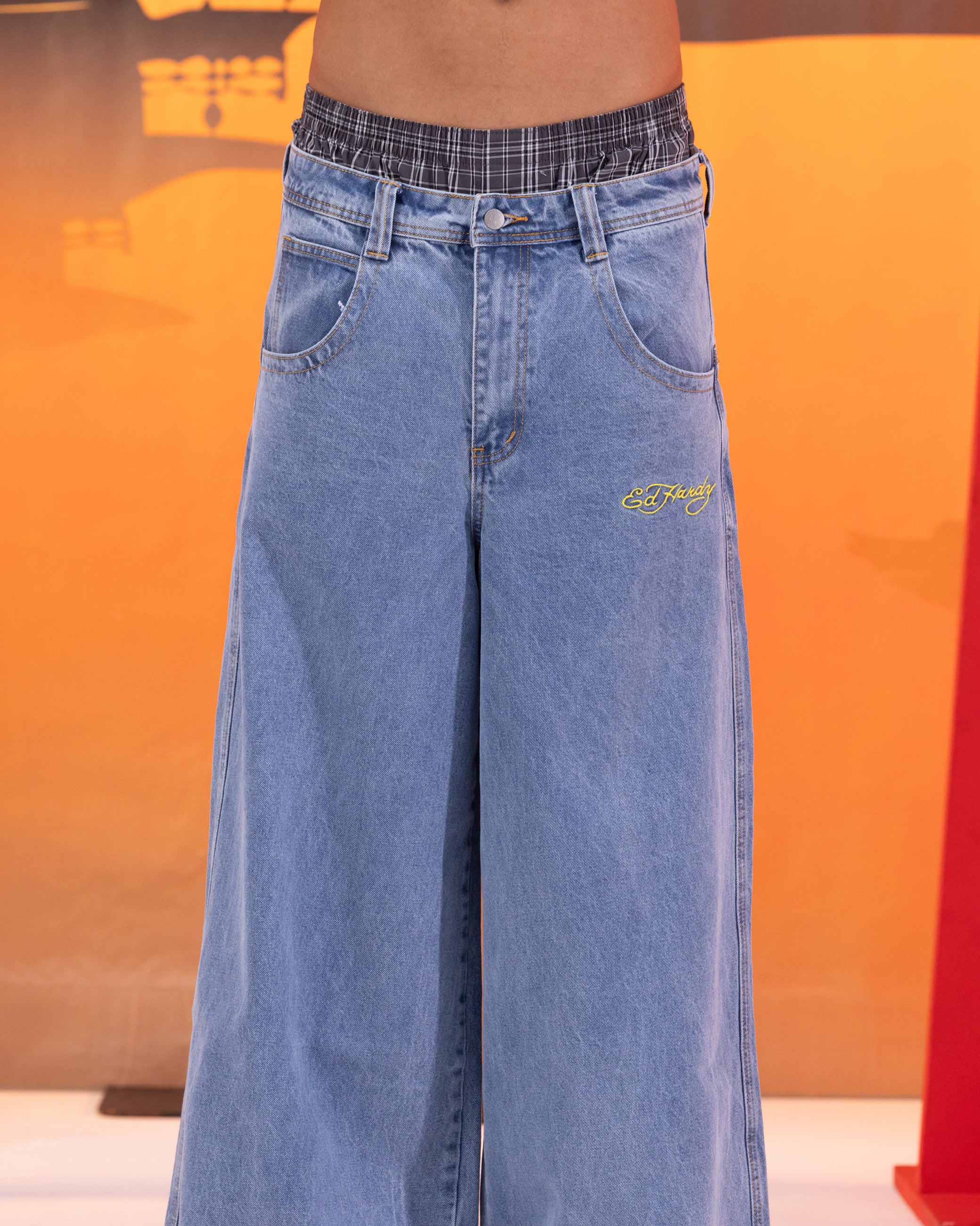 パンツ d&g straight jeans hedi boy 30 Ed Hardy Ultra Wide Leg Denim Jeans Light Wash Blue | Culture Kings US